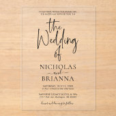 Modern Minimalist Black and White Wedding Classic アクリル招待状 (正面)