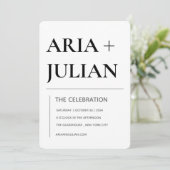 Modern Minimalist Black and White Wedding Invitati 招待状 (スタンド正面)