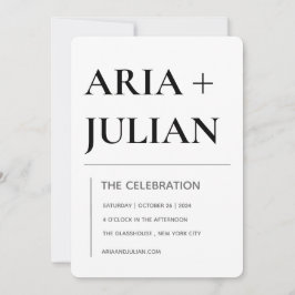 Modern Minimalist Black and White Wedding Invitati 招待状