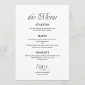 Modern Minimalist Black and White Wedding Menu メニュー (正面)