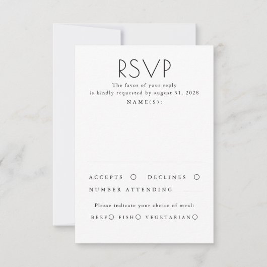 Modern Minimalist Black and White Wedding RSVP (正面)