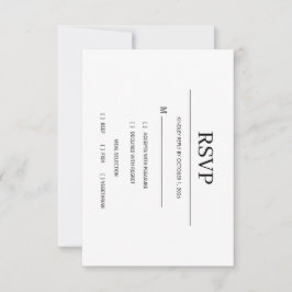 Modern Minimalist Black and White Wedding RSVP Car