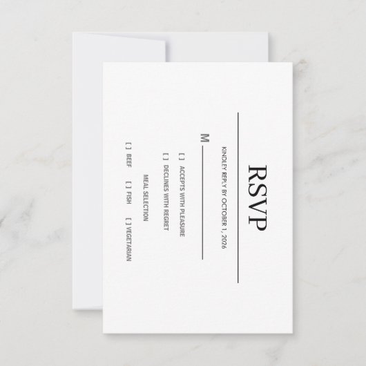Modern Minimalist Black and White Wedding RSVP Car (正面)