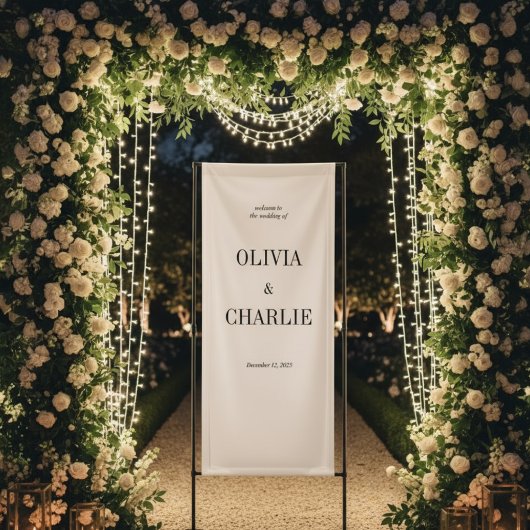 Modern Minimalist Black and White Wedding Welcome 横断幕