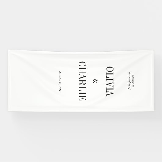 Modern Minimalist Black and White Wedding Welcome 横断幕 (横)