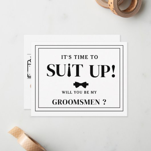 Modern Minimalist Black Asking Groomsman Proposal ノートカード (正面/裏面インサイチュ)