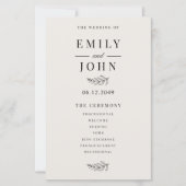 Modern Minimalist Black & Beige Wedding Program (正面)