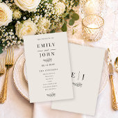 Modern Minimalist Black & Beige Wedding Program