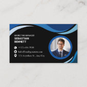 Modern Minimalist Black Custom 名刺 (正面)