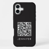 Modern Minimalist Black Executive QR Code Monogram iPhoneケース (裏面)