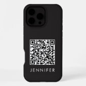 Modern Minimalist Black Executive QR Code Monogram iPhoneケース (裏面)