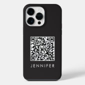 Modern Minimalist Black Executive QR Code Monogram iPhoneケース (裏面)