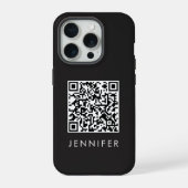 Modern Minimalist Black Executive QR Code Monogram iPhoneケース (裏面)