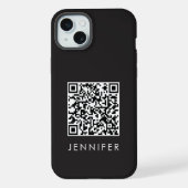 Modern Minimalist Black Executive QR Code Monogram iPhoneケース (裏面)