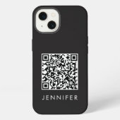 Modern Minimalist Black Executive QR Code Monogram iPhoneケース (裏面)