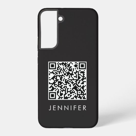Modern Minimalist Black Executive QR Code Monogram Samsung Galaxyケース (裏面)