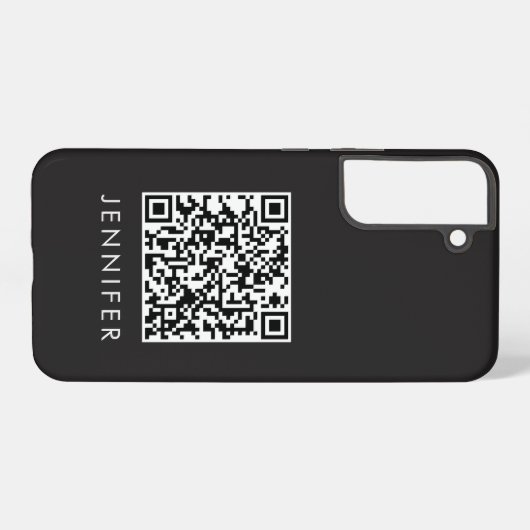 Modern Minimalist Black Executive QR Code Monogram Samsung Galaxyケース (裏面横)