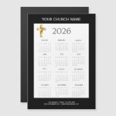 Modern Minimalist Black Gold 2026 Calendar Magnet (正面/裏面)