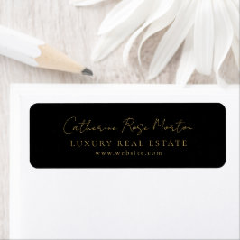 Modern Minimalist Black Gold Business Address ラベル