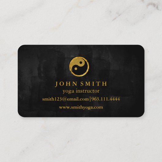 Modern Minimalist Black Gold Lotus Yoga Instructor 名刺 (裏面)