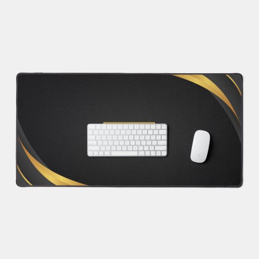 Modern Minimalist Black & Gold Pattern with Custom デスクマット (キーボード&マウス)