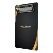 Modern Minimalist Black & Gold Pattern with Custom ミニクリップボード (アングル2)