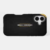 Modern Minimalist Black & Gold Pattern with Custom iPhone 16ケース (裏面横)