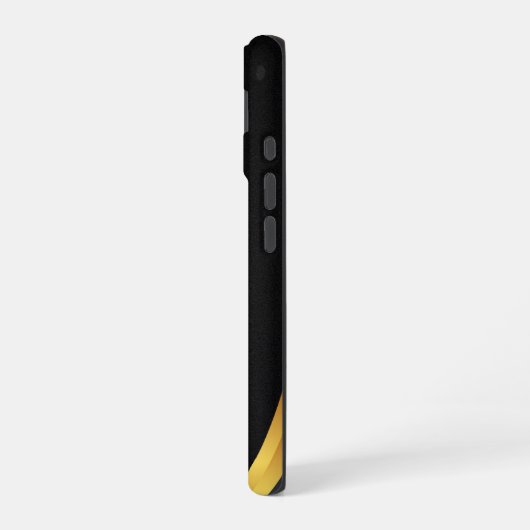 Modern Minimalist Black & Gold Pattern with Custom iPhone 16ケース (左側面)