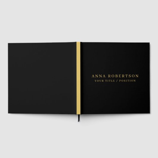 Modern Minimalist Black Gold Professional Trendy ゲストブック (全面)