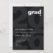 Modern Minimalist Black Graduation Photo Collage   招待状 (正面)