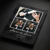 Modern Minimalist Black Graduation Photo Collage 招待状