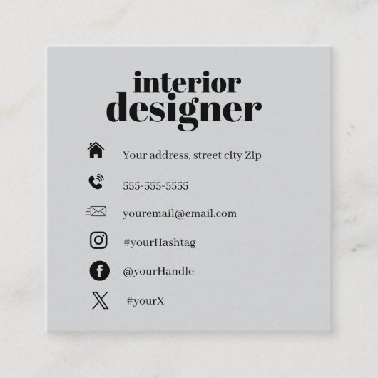 Modern minimalist black & grey professional スクエア名刺 (正面)