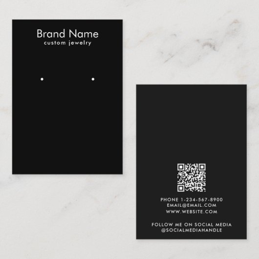Modern Minimalist Black Jewelry Display Card 名刺 (正面/裏面)
