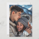 Modern Minimalist Black Line Photo Wedding 招待状 (裏面)