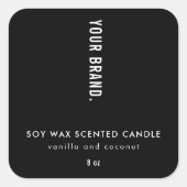 Modern Minimalist Black Packaging Candle Jar Label スクエアシール (正面)