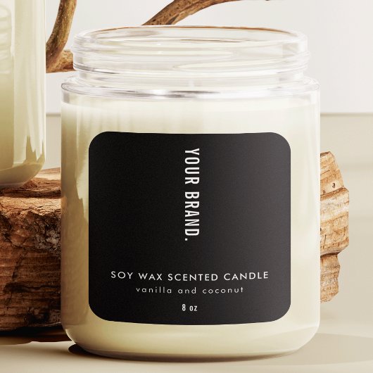 Modern Minimalist Black Packaging Candle Jar Label スクエアシール