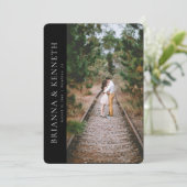 Modern Minimalist Black Photo Save the Date 招待状 (スタンド正面)