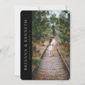 Modern Minimalist Black Photo Save the Date 招待状 (正面)