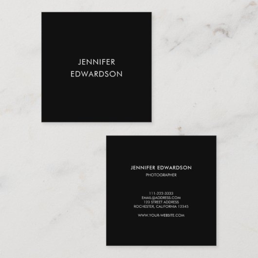 Modern minimalist black professional スクエア名刺 (正面/裏面)