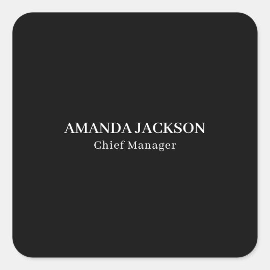 Modern Minimalist Black Professional Trendy スクエアシール (正面)