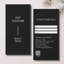 Modern Minimalist Black QR Code Gift Certificate