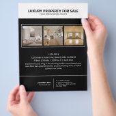 Modern Minimalist Black Real Estate Property Flyer チラシ (手)
