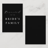 Modern Minimalist Black Reserved Wedding Sign プレイスカード (正面/裏面)