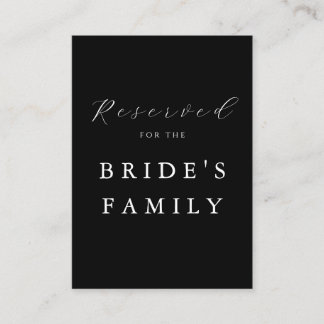 Modern Minimalist Black Reserved Wedding Sign プレイスカード
