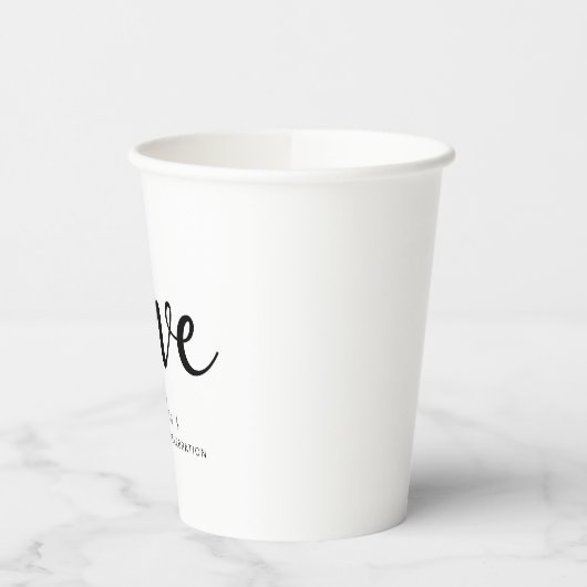 Modern Minimalist Black Script 5th Birthday 紙コップ (左)