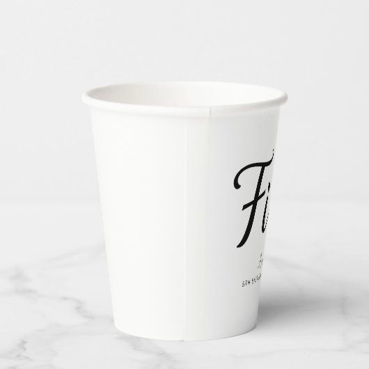 Modern Minimalist Black Script 5th Birthday 紙コップ (右)