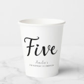 Modern Minimalist Black Script 5th Birthday 紙コップ (正面)