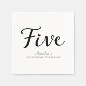 Modern Minimalist Black Script 5th Birthday Paper スタンダードカクテルナプキン (正面)