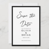 Modern Minimalist Black Script White Background セーブザデート (正面)