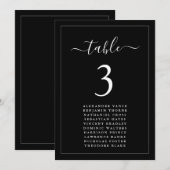 Modern Minimalist Black Seating Chart Table Card 招待状 (正面/裏面)